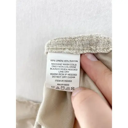 Briggs Women's Linen Blend Wide Leg Crop Pants sz XL Paperbag Waist High Rise Tan