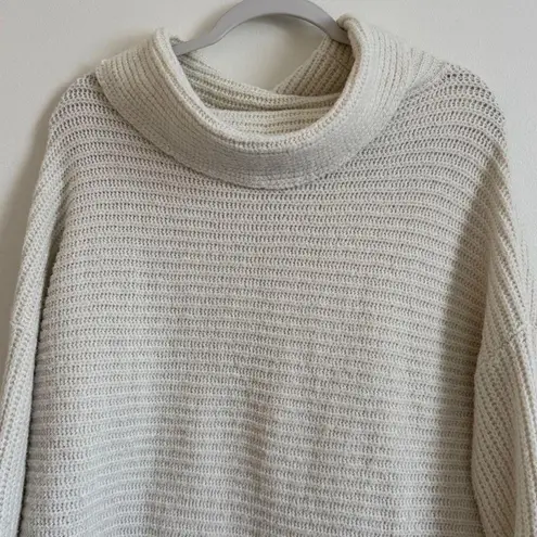 Anthropologie  Pilcro Cowl Neck Knit Sweater Ivory Size Medium Oversized Jumper
