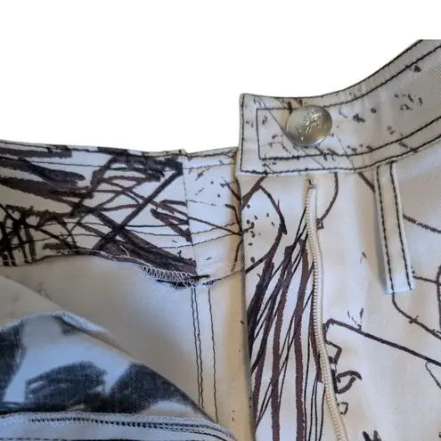 Vintage John Galliano Skirt Denim Pencil Sketches Printed Kendall Jenner Owned Brown Size XS