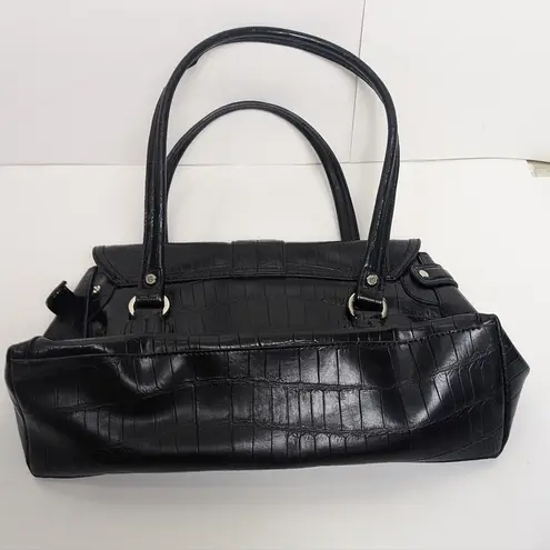 Liz Claiborne  Black Faux Leather Alligator Pattern Handbag Shoulder Purse