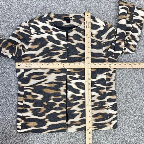 East 5th Animal Leopard Print Ponte Knit Crop Blazer Jacket White Tan Medium