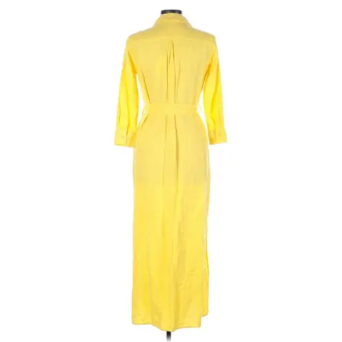 L'Agence NWT Cameron in Light Maize Yellow Linen Belted Maxi Shirt Dress XS