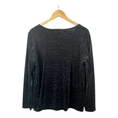Jennifer Moore Black Metallic Sparkle Long Sleeve Top Evening Women Size Large