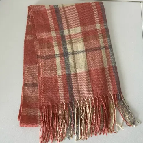NWOT | Women’s fall colored plaid patterned tassel scarf Orange