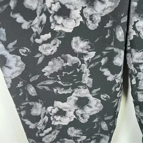 Floral Womens Joggers Black Gray Pull On Casual Lightweight Elastic Waist Medium