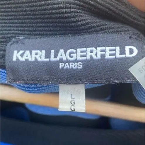 Karl Lagerfeld Paris Front Pockets Striped Textured Top L Multicolor Nautical
