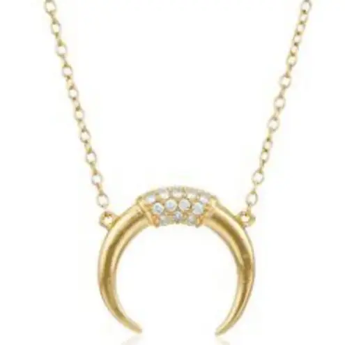 Boutique NEW Women's Gold-Plated Crescent Moon‎ Horn Necklace Size 16 + 2”