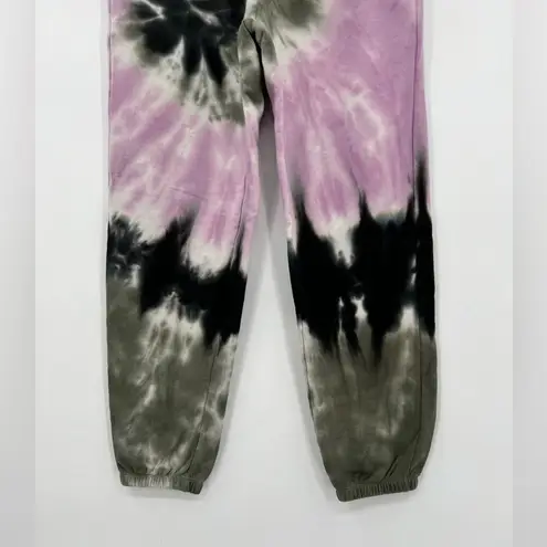 Electric & Rose Tie Dye Jogger Sweat Pants Drawstring Pockets Purple Green Small