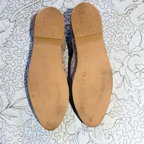 KLUB NICO Georgette Made in Spain Scalloped Flat ~Pewter Floral Sz EU 36 US 6 Tan