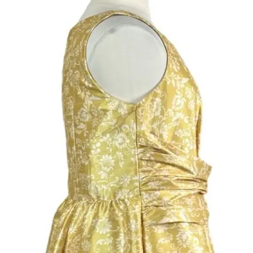 Eshakti Women’s Plus Dress Fit Flare Ruched Waist Yellow Floral Size 14/16