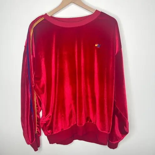 Aviator Nation Red Velvet Relaxed Sweatshirt Medium Womens