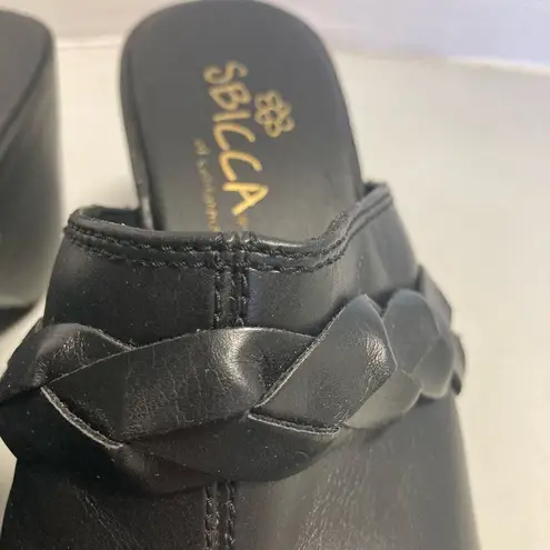 sbicca SIBICCA Of California Women’s Wooden Heel Studded Braided Black Clogs Size 8
