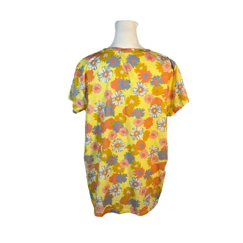 Marine layer Women’s Large Yellow Floral Swing Crewneck Tee T Shirt
