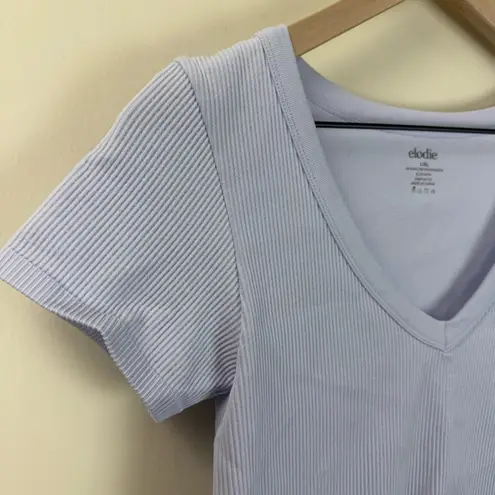 Elodie Fitted Stretch Short Sleeve V-Neck Lavender Top | Size L-XL
