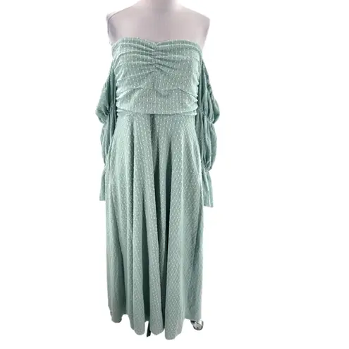 Worth collective Corrine Tiered Sleeve Maxi Dress with Pockets Bump Friendly XL Green
