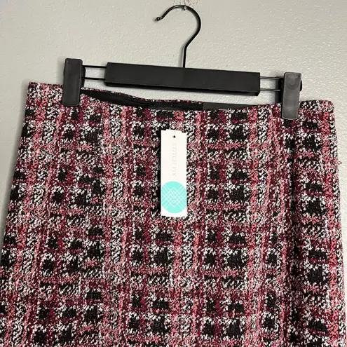 Liverpool NWT  Stitchfix Bia Knit Pencil Skirt Slip On Pink Black Plaid 6 / 28