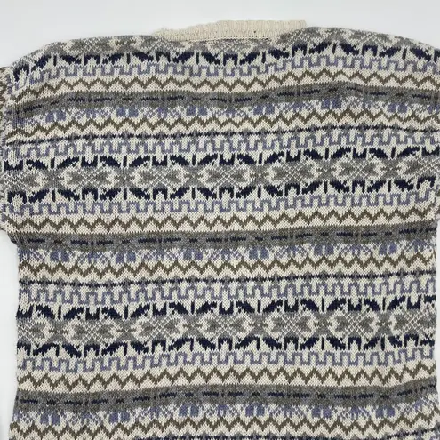 Vintage 90s Sweater Striped Ramie Cotton Women Sz Medium Blue White Cozy V