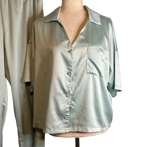 House of Harlow 1960 Polyester Satin Pajama Set in Light Green Size XL #5002C