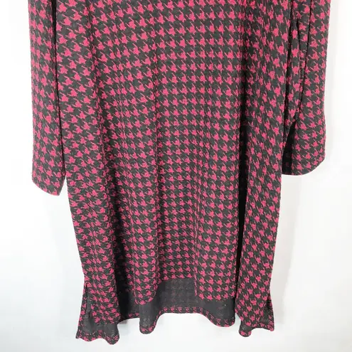 Houndstooth Catherines Plus Size 2X Top 22W 24W Red Black  Scoop Neck Stretch 236