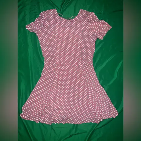 Privacy Please Blush Polka Dot Backless Lace Up Mini Dress size Medium