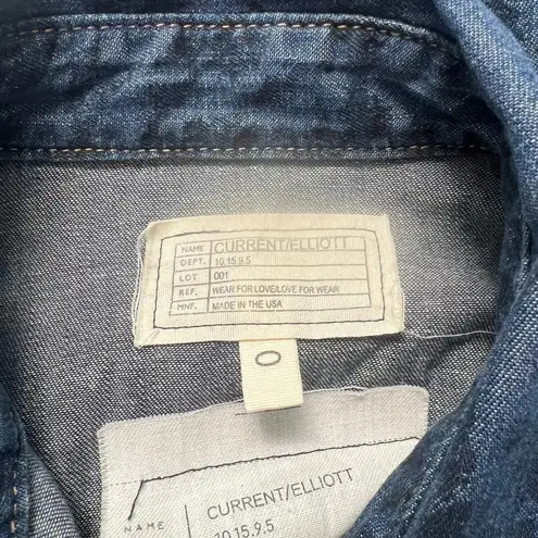 Current/Elliott  The Perfect Shirt in Indigo Leopard Denim Size US 0‎ / XS