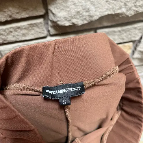 WAYDAMIN Sport 3 in 1 Set zip Up crop hoodie and leggings chocolate brown small