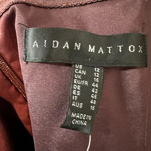 Aidan Mattox Cascading Ruffle Strapless Gown Size US 12 Raisin