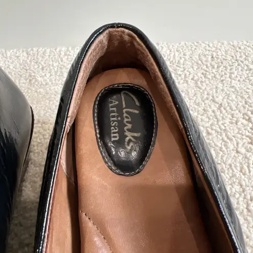 Clarks Artisan Women's Concert Choir Black Leather Ballet Wedge Shoes Size 10 M