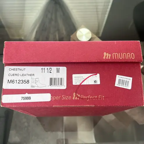 Munro Chestnut Ankle Boots, Size 11.5 New in Box