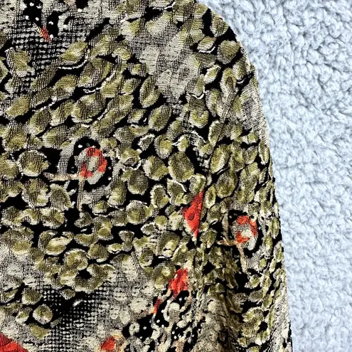 Brittany Black Top 1X Red Animal Geo Print Y2K Maximalist Festival Retro Alt Brown