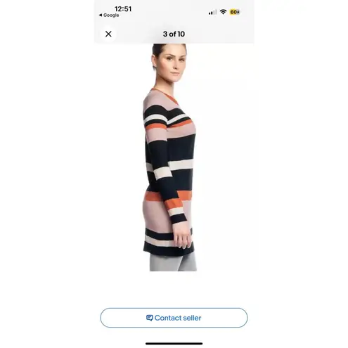 Acrobat | XS Sweater Dress Multi Knit Striped Brown Orange Black Silk Cashmere Pink