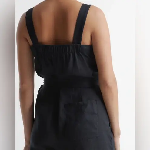 NWT QUINCE women's 100% European Black linen square neck jumpsuit Size XS