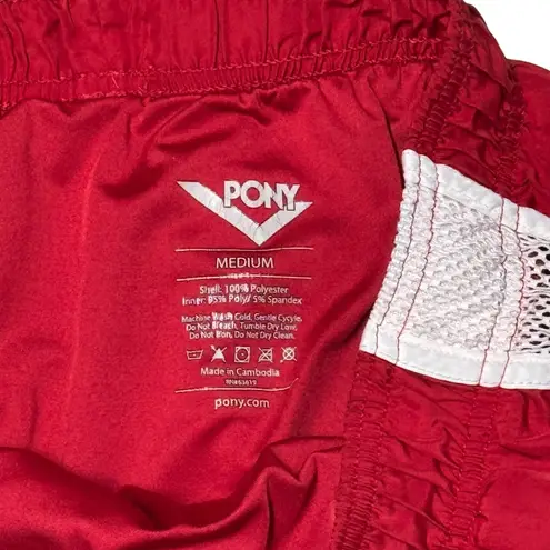 Pony Retro Lined Running Shorts Red White Medium