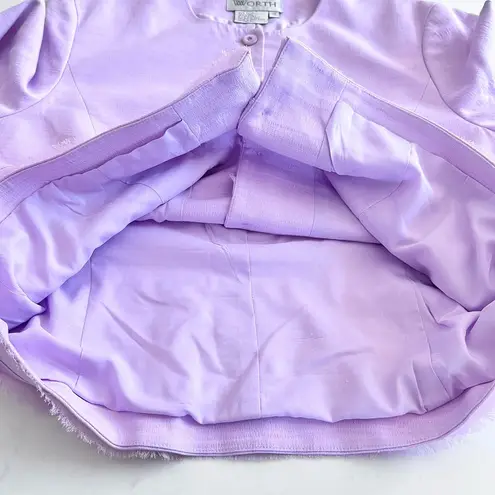 Worth Pastel Lavender Crepe Tulle Trim Jacket Blazer size 12