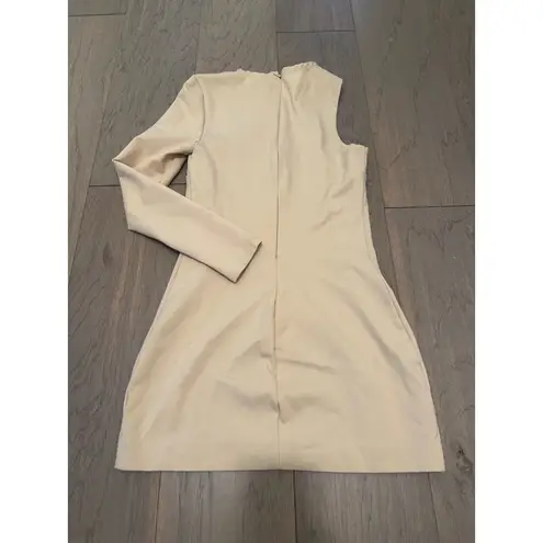 Donna Mizani NWT Splice One Shoulder Dress Nude Mini Stone Beige sz S revolve