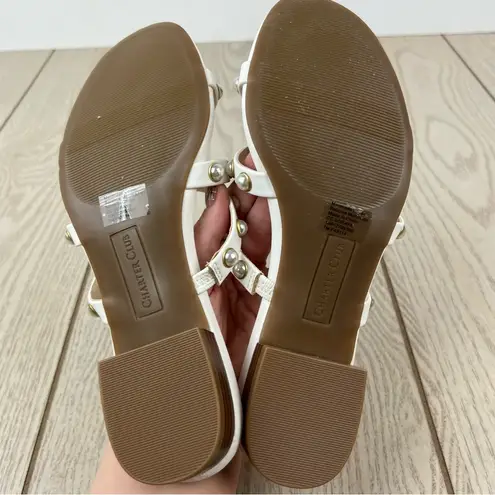 Charter Club Deal Women's Soraya Faux Pearl Flat Sandals 7M White $65