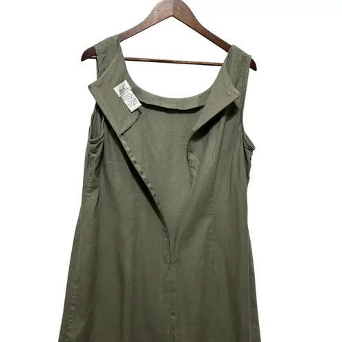 Kathie Lee Collection VTG Y2K Linen Blend Shift Dress XL Sage Green Minimalist