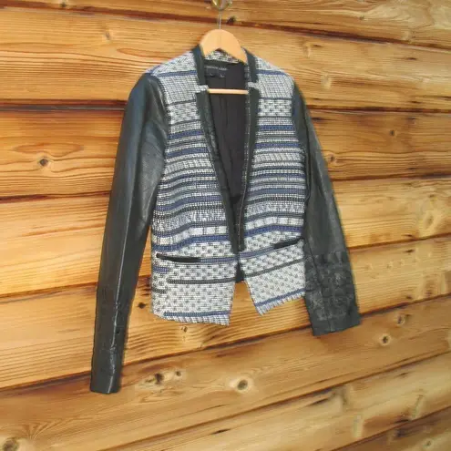 Sachin + Babi Black Leather Tweed Cropped Jacket