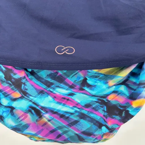 CALIA Blue Printed Full Coverage Overlap Classic Bikini Swim Bottom Size Medium