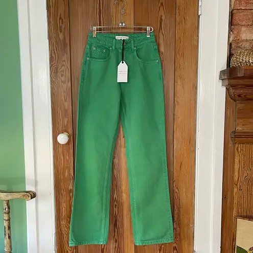 English Factory NWT Kelly Green High Waist Wide Leg Jeans/Pants Sz XS