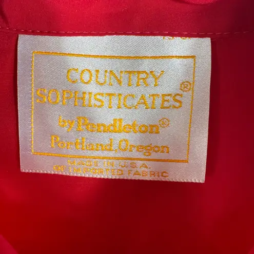 Pendleton Country Sophisticates by Red Blouse Mock Neck Long Sleeve Size 18