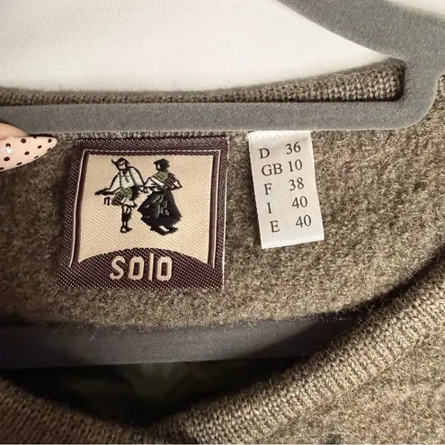 Solo 100% Wool Trachten Jacket Blazer Austrian Folk Loden Horn Buttons Size 10 Brown