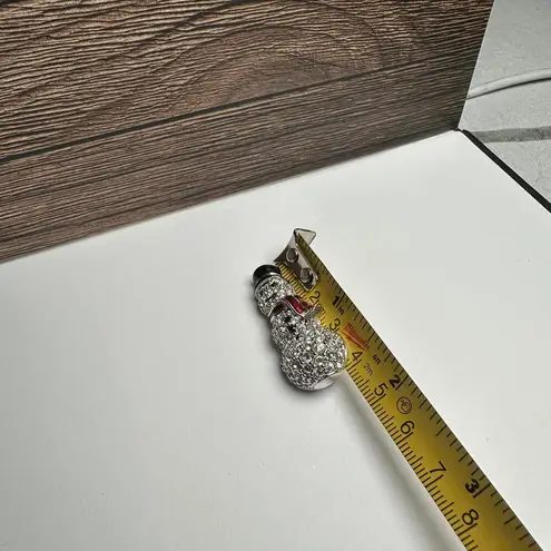 Swavorski Swarovski Crystal Snowman Brooch Pin Clear Pave Crystals Red & Black Enamel