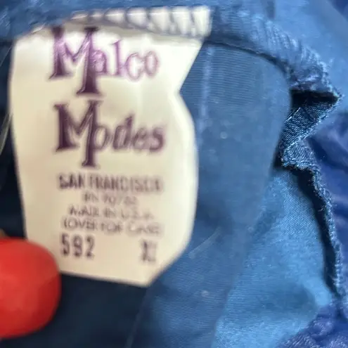 VTG Malco Modes Nylon Petticoat Skirt Navy L Tier Ruffle 80s Rockabilly Costume Blue Size XL