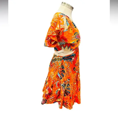 Charina Sarte Tropical Poplin Cut Out Mini Dress Size XS NWOT Orange
