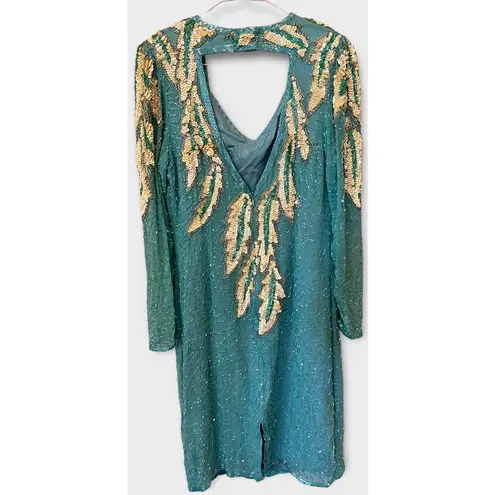 Lillie Rubin Sequin Leaf Design Evening Vintage Dress (L) Size L