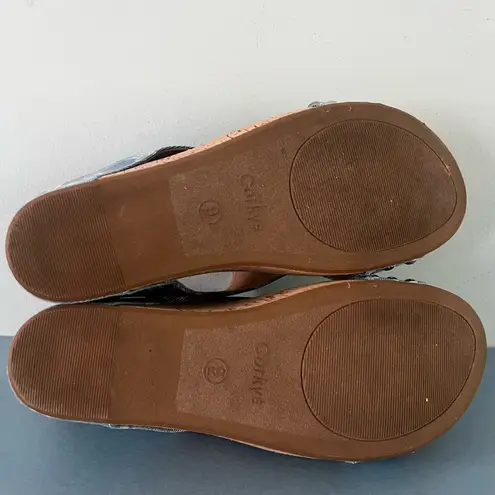 Corkys Carley Patriotic Studded Slingback Wedge Sandals Blue Size 9