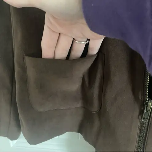 Harvé Benard VTG Harve Benard Womens Suit Set Jacket Pants Set 8 Brown Soft Faux Suede Office