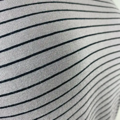 Habitat Dress Small Gray Black Stripe Pockets Stretch Knit Sleeveless Tank Knee