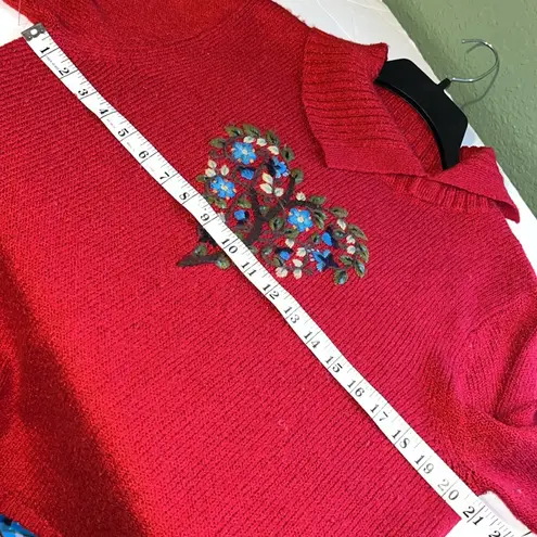 Vintage heart embroidered sweater Coldwater Creek, Red, Sweater, Floral Grandma Size L